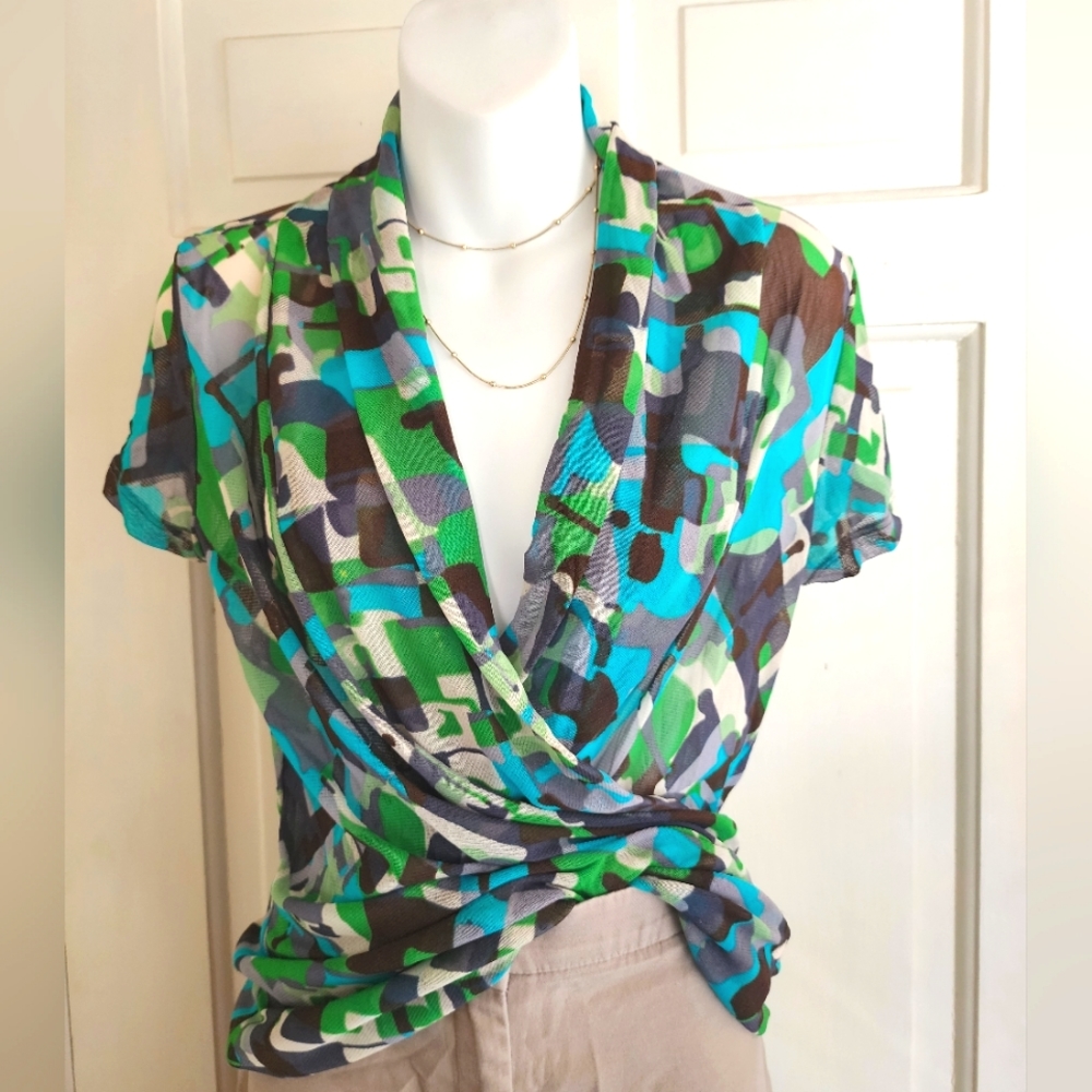 Karen Kane Geometric Print Surplice Top